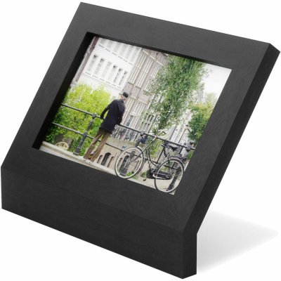 Umbra Podium Picture Frame, dřevěný obrazový rám, fotorámeček, volně stojící, dřevo, černý, na šířku, 10 x 15 cm, 1016769-040