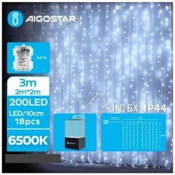 Aigostar B.V. Aigostar-LED Venkovní vánoční řetěz 200xLED 8 funkcí 3xAA 5x2m IP44 studená bílá AI1346