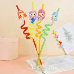 Dortisimo Plastová barevná brčka spirálová s mořskými pannami 4 ks – Zboží Dáma