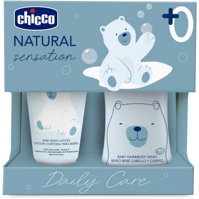 Chicco Natural Sensation 0+ šampon a sprchový gel pro děti od narození 200 ml + 0+ tělové mléko pro děti od narození 150 ml – Zboží Mobilmania