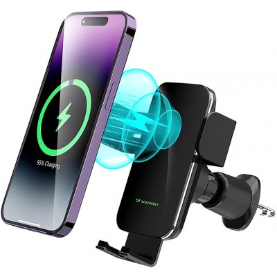 AppleMix Držák WOZINSKY pro Apple iPhone - elektronické uchycení - Qi 15W - do ventilační mřížky - černý – Hledejceny.cz