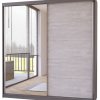 Šatní skříň Idzczak Beton 183 cm s posuvnými dveřmi a zrcadlem Stěny šedá / beton