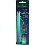Faber-Castell 2 B + guma + ořezávátko Flow Edition zeleno-modrá sada 659225 – Hledejceny.cz