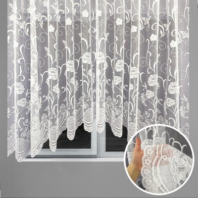 Hotová žakarová oblouková záclona bílá Ervi - 7514 bílé motýli - 160 x 320 cm – Hledejceny.cz