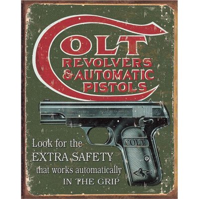 Plechová cedule COLT - Extra Safety 40 cm x 32 cm – Sleviste.cz