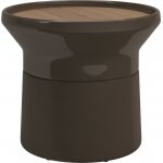 Gloster Keramický odkládací stolek Coso, kulatý 48x40,5 cm, glazovaná keramika, Iron, deska teak – Hledejceny.cz