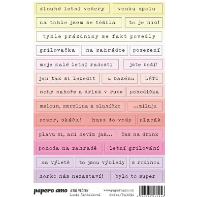 PAPERO AMO ♥ Samolepky - LETNÍ VEČERY / Fráze – Zboží Živě
