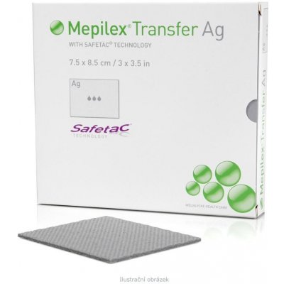 Mepilex Transfer Ag 20 x 50 cm antimikrobiální kontaktní vrstva na ránu k odvodu exsudátu – Hledejceny.cz