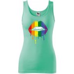 Dobrý Triko dámské tílko s potiskem Pride ústa Mátová – Zboží Dáma