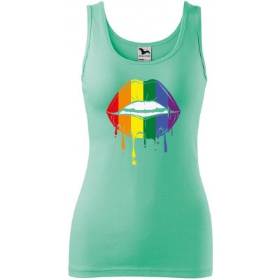 Dobrý Triko dámské tílko s potiskem Pride ústa Mátová – Zboží Dáma