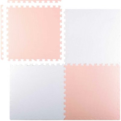 Ricokids VELKÁ PĚNOVÁ PODLOŽKA PĚNOVÉ PUZZLE 60x60 cm 4 ks BÍLO-RŮŽOVÁ – Zboží Dáma