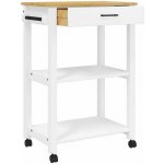 Servírovací stolek kolečka masivní borovice bílá dub NoBi LEORANTA – Sleviste.cz