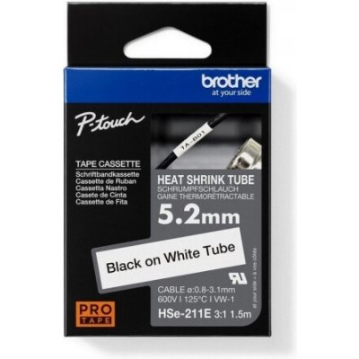 Popisovací smršťovací bužírka Brother P-touch HSe-211E bílá/černá 5,2mm 1,5m – Zboží Živě