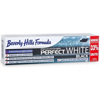 Beverly Hills Formula Perfect White Black Sensitive bělicí zubní pasta s aktivním uhlím pro citlivé zuby příchuť Fresh Mint 100 ml