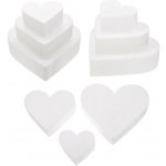 Srdce dortová sada / polystyrenové korpus/maketa I velikost 20, 15 a 10 cm I barva bílá – Zboží Mobilmania