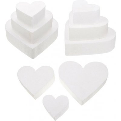 Srdce dortová sada / polystyrenové korpus/maketa I velikost 20, 15 a 10 cm I barva bílá – Zboží Mobilmania