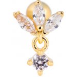 Franco Bene Zirkonové lístky pozlacená piercingová náušnice 293 – Zboží Dáma