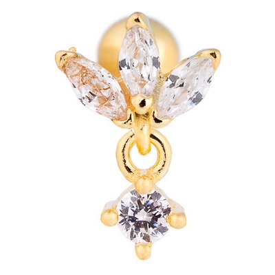 Franco Bene Zirkonové lístky pozlacená piercingová náušnice 293 – Zboží Dáma