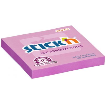 Stick´n Samolepicí bločky Stick´n by Hopax 360° - 76 x 76 mm / 100 lístků / růžová – Hledejceny.cz