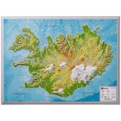 Georelief Island - plastická mapa 40 x 30 cm Varianta: bez rámu, Provedení: plastická mapa