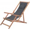 Zahradní židle a křeslo 43997 vidaXL Skládací plážové křeslo látka a dřevěný rám šedé