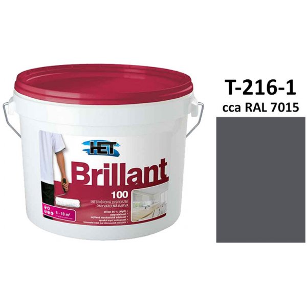 Interiérová barva Het BRILLANT 100 3 kg interiérová barva odstín T-216-1 cca RAL 7015 tmavě šedý