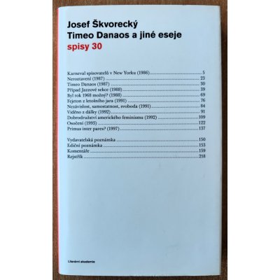 Timeo Danaos a jiné eseje - Josef Škvorecký – Sleviste.cz