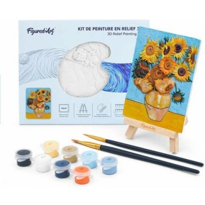 Figured ART 3D RELIÉFNÍ MALBA SLUNEČNICE VAN GOGH sběratelská sada s dřevěným stojánkem – Hledejceny.cz