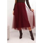 Fashionweek dámská tylová sukně s podšívkou z viskózy bordó K7777 vínově – Zboží Dáma