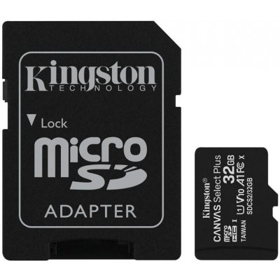 Pouzdro Paměťová karta Kingston Canvas Select Plus MicroSDXC 32GB UHS-I U1 100R/10W + adapter SDCS2/32GB – Zbozi.Blesk.cz