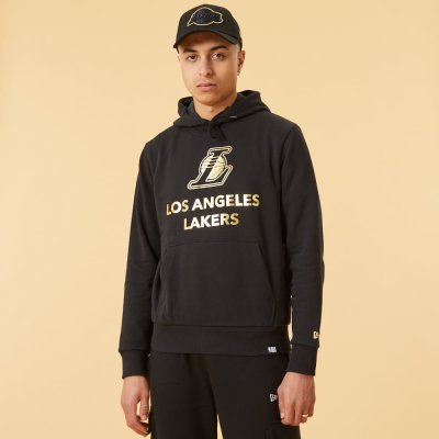 New Era LA Lakers Metallic Logo Black Hoodie černá