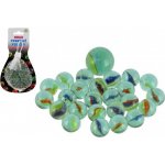 Teddies Kuličky cvrnkací skleněné různé velikosti v síťce na kartě 10,5x19cm – Zboží Živě