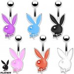 Šperky eshop ocelový piercing do bříška stříbrný odstín barevný zajíček playboy S52.16 červená – Zboží Dáma