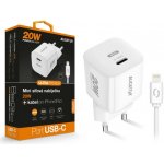 Chytrá síťová nabíječka ALIGATOR Mini, Power Delivery 20W, USB-C/Lightning kabel, bílá – Zboží Živě