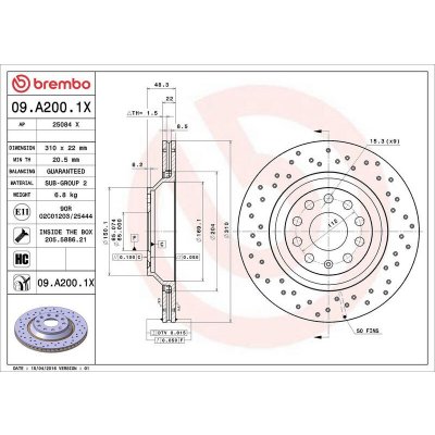 Brzdový kotouč BREMBO 09.A200.1X | Zboží Auto