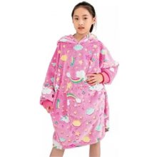 Zaparkorun Dětská oversize deka s rukávy a kapucí - svítící ve tmě - Růžová