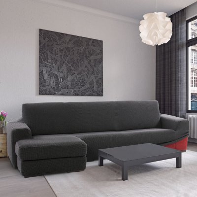 Nueva Textura strečový potah na sedací soupravu s otomanem vlevo Niagara antracitový 200 - 300 cm – Sleviste.cz