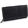 Peněženka Dámská peněženka kožená s květy 18 černá