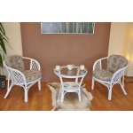 Ratanová sedací souprava Bahama bílá 2+1, polstry levandule – Zboží Dáma