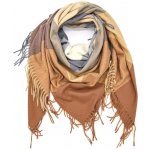 Classic scarf dámská pánská vlněná šála hnědá béžová šedá kostkovaná čtvercový šátek karo a třásně – Sleviste.cz