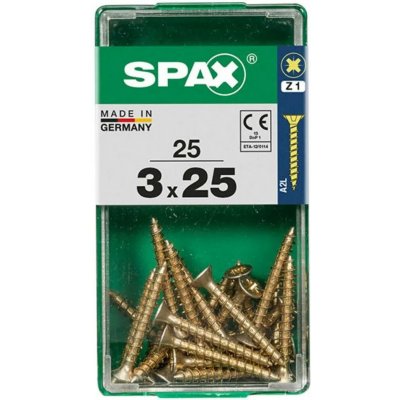 Spax Uni vrut zápust.hlava PZ/Z1, S-CUT plný závit, Yellox, 3 x 25 mm, 25 ks – Hledejceny.cz