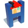 Dřevěná hračka Fauna vkládací puzzle z masivu abeceda písmeno H domeček