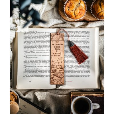 Dřevěná záložka: All I need is a good book - buk – Zboží Dáma