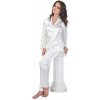 De Lafense Classic dámské saténové pyžamo dlouhé bílé
