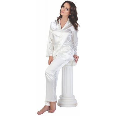 De Lafense Classic dámské saténové pyžamo dlouhé bílé – Zboží Mobilmania
