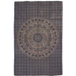 Sanu Babu přehoz na postel s tiskem modrý zlatý tisk Mandala a sloni 140 x 202 cm – Zboží Dáma