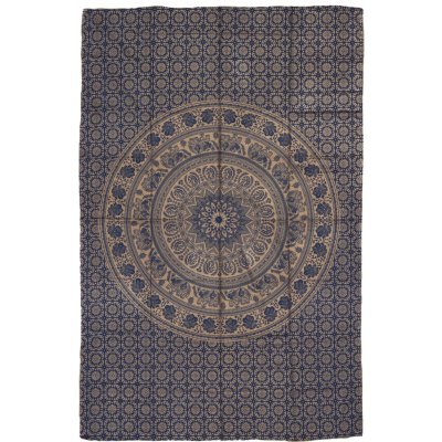Sanu Babu přehoz na postel s tiskem modrý zlatý tisk Mandala a sloni 140 x 202 cm – Zboží Dáma