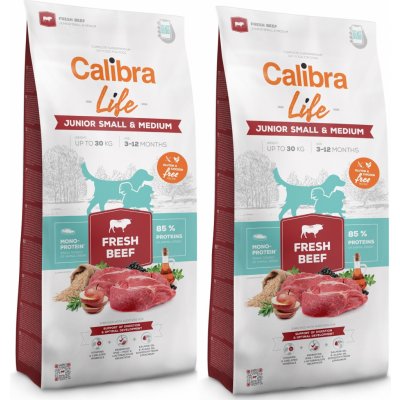 Calibra Dog Life Junior Small & Medium Fresh Beef 2 x 12 kg