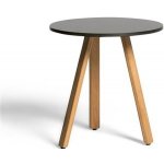 Diphano Hliníkový odkládací stolek 42cm vyšší Easy-Fit, kulatý 44x42cm vyšší, nohy teak, deska HPL černá (black) – Hledejceny.cz