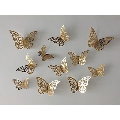 Nalepte.cz Luxusní 3D motýli na zeď zlatí II 8 až 12 cm – Zboží Mobilmania
